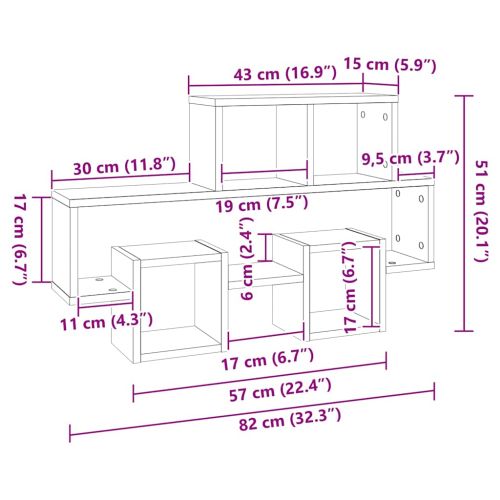 Стенен рафт във форма на кола, бял гланц, 82x15x51 см