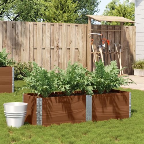 Градинска кашпа, кафяв, 150x50 см, борова дървесина масив