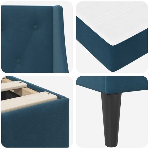 Рамка за легло с матрак с матрак Синьо 80 x 200 cm Кадифе