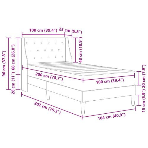 Рамка за легло с матрак с матрак Черен 100 x 200 cm Кадифе