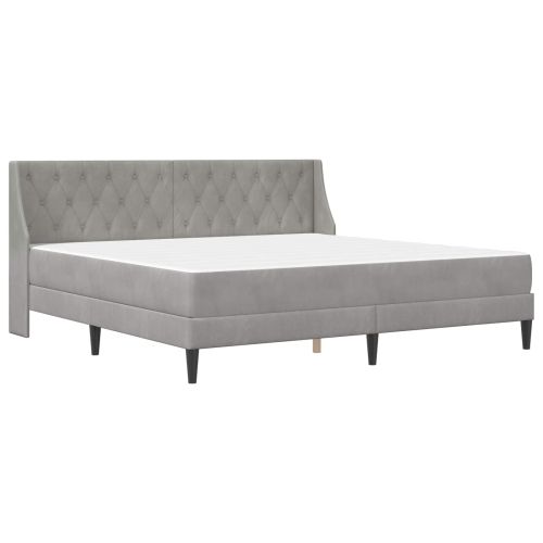 Рамка за легло с матрак с матрак Светлосиво 200 x 200 cm Кадифе