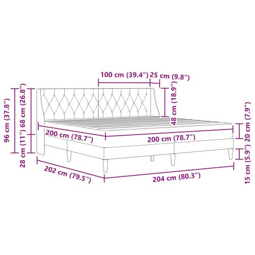 Рамка за легло с матрак с матрак Светлосиво 200 x 200 cm Кадифе
