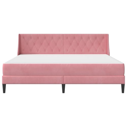 Рамка за легло с матрак с матрак Розово 200 x 200 cm Кадифе