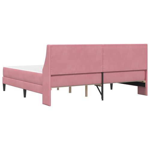 Рамка за легло с матрак с матрак Розово 200 x 200 cm Кадифе