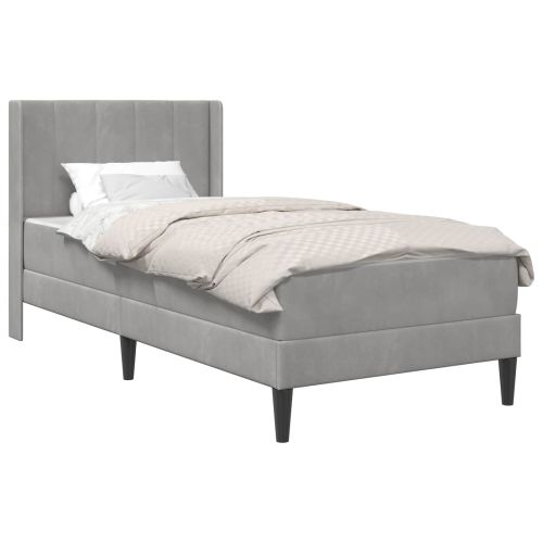 Рамка за легло с матрак с таблото Светлосиво 90 x 200 cm Кадифе