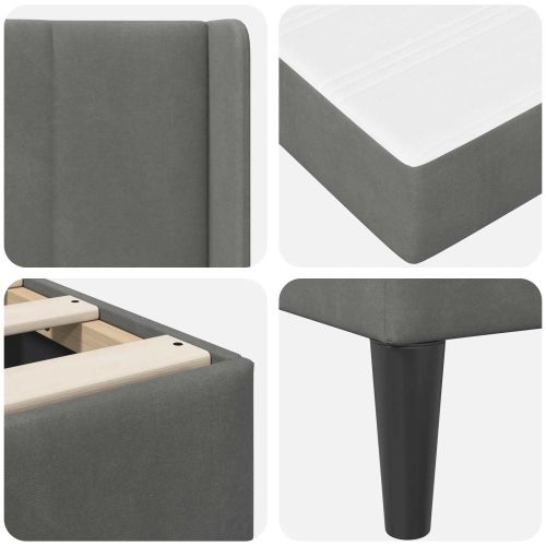 Рамка за легло с матрак Тъмен сив 100 x 200 cm Кадифе