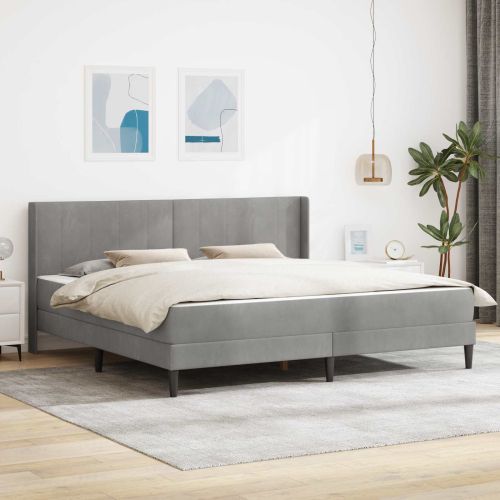 Рамка за легло с матрак Светлосиво 180 x 200 cm Кадифе