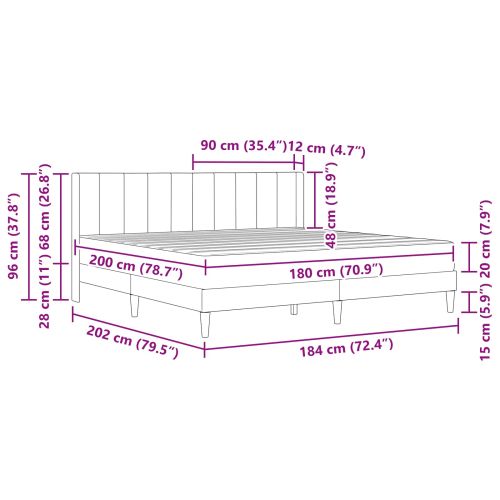 Рамка за легло с матрак Светлосиво 180 x 200 cm Кадифе