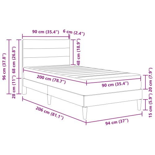 Рамка за легло Таупе 90 x 200 cm Полиестер