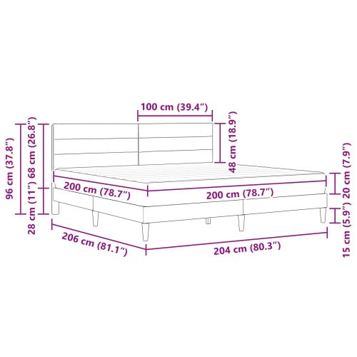 Рамка за легло Светлосиво 200 x 200 cm Полиестер