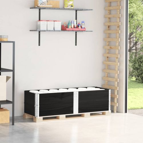 Палетни страници, черно, 2 бр, 150x50см, борова дървесина масив