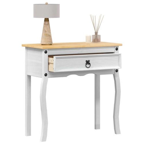 Конзолна масичка Бяло 73 x 35 x 73 см Солидно борово дърво