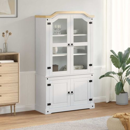 Витрина Бяло 103.5 x 42 x 180 см Солидно борово дърво