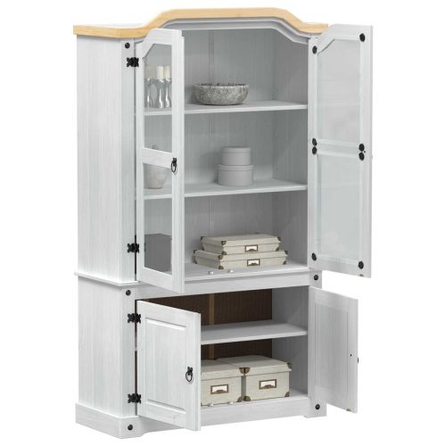 Витрина Бяло 103.5 x 42 x 180 см Солидно борово дърво