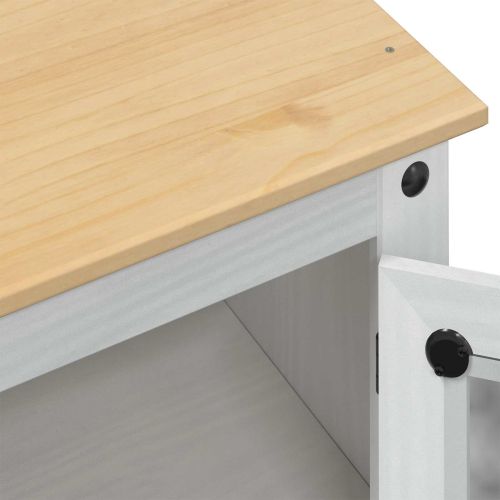 Шкаф за баня с рафт Бяло 50 x 40 x 185 см Солидно борово дърво