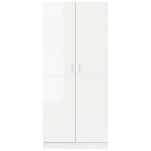 Гардероб, бял гланц, 80x52x180 см, ПДЧ