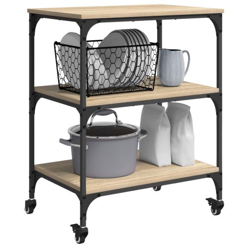 Кухненска количка Сонома дъб 60 x 41 x 76 см Инженерно дърво