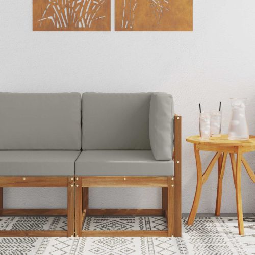 Външен ъглов диван Солидно акациево дърво Естествен