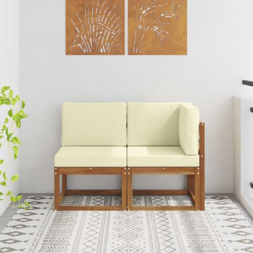 Външен среден и ъглов диван 2 Брой Натурален и Крема