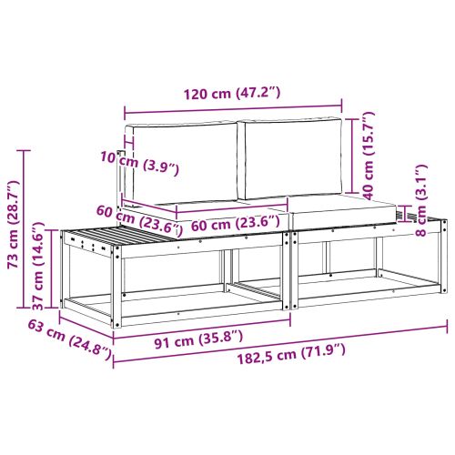 Външен край на диван 2 Брой Естествено и светло сиво