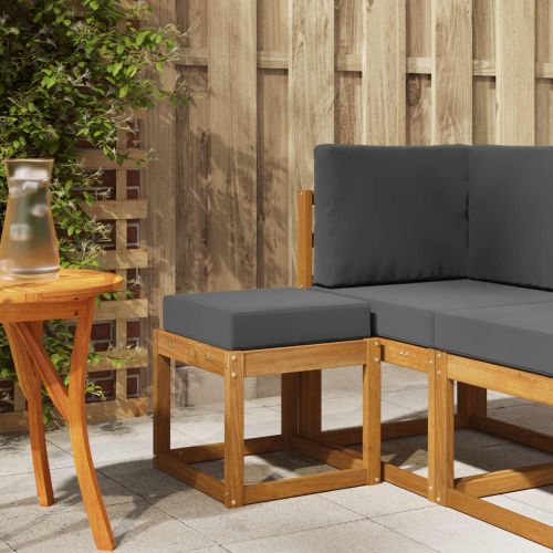 Столче пейка с възглавница Натурален и Антрацит 43 x 43 x 37 см