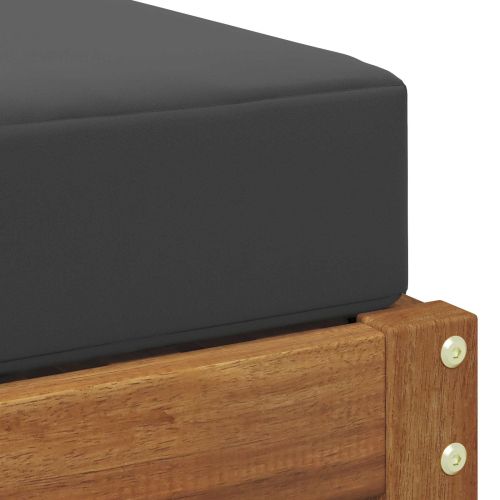 Скамейка 2 Брой Натурален и Антрацит Солидно акациево дърво