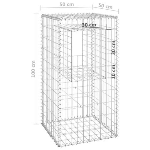 Габионна кошница стълб, 50x50x100 cм, желязо