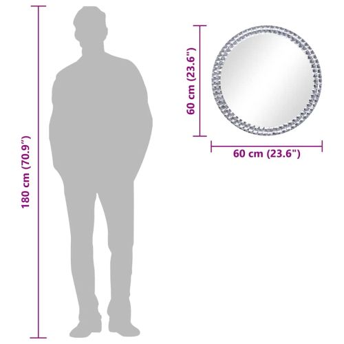 Стенно огледало, 60 см, закалено стъкло