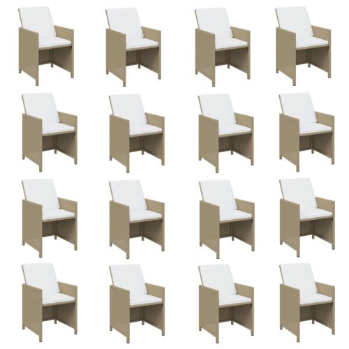 Градински комплект с възглавници 17 части бежов полиратан