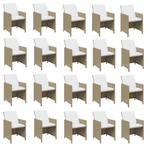 Градински комплект с възглавници 21 части бежов полиратан