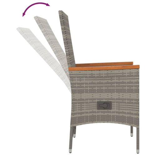 Градински трапезен комплект 7 части с възглавници сив полиратан