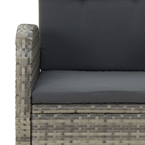 Градински трапезен комплект 5 части с възглавници сив полиратан