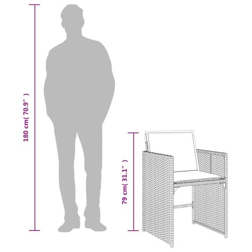 Градински комплект с възглавници 11 части полиратан черен