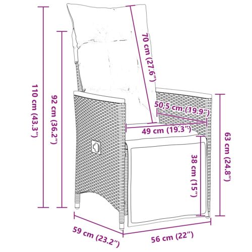Градински бистро комплект с възглавници 7 части сив полиратан