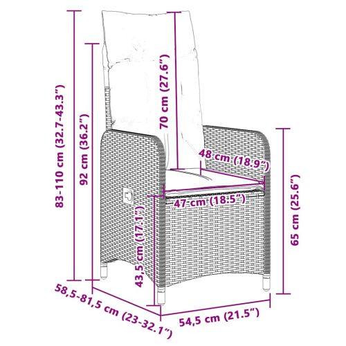 Градински бистро комплект с възглавници 5 части сив полиратан