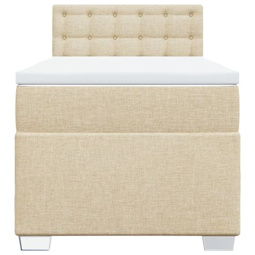 Боксспринг легло с матрак, кремаво, 100x200 см, плат