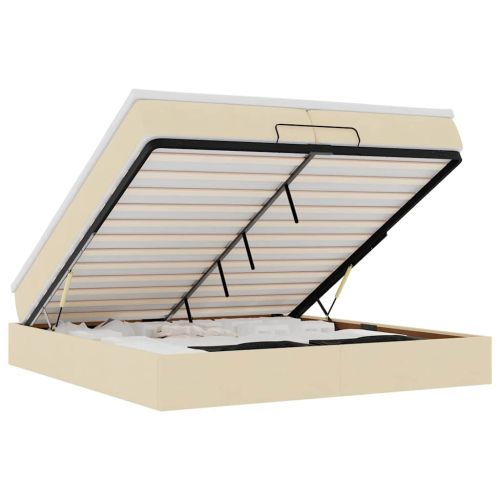 Османска легло с матраци, кремаво, 200x200 см, плат