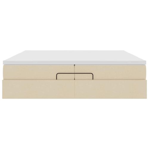 Османска легло с матраци, кремаво, 200x200 см, плат