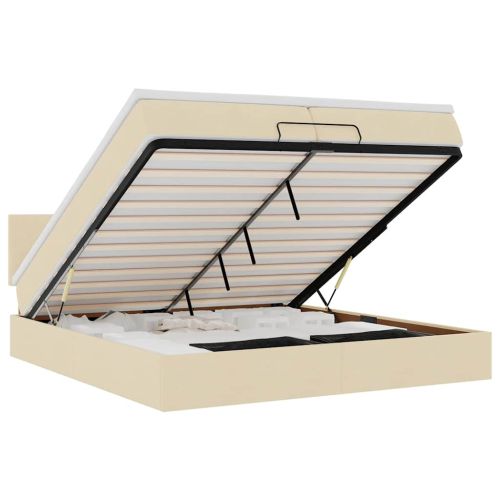 Османска легло с матрак, кремава, 200x200 см, плат