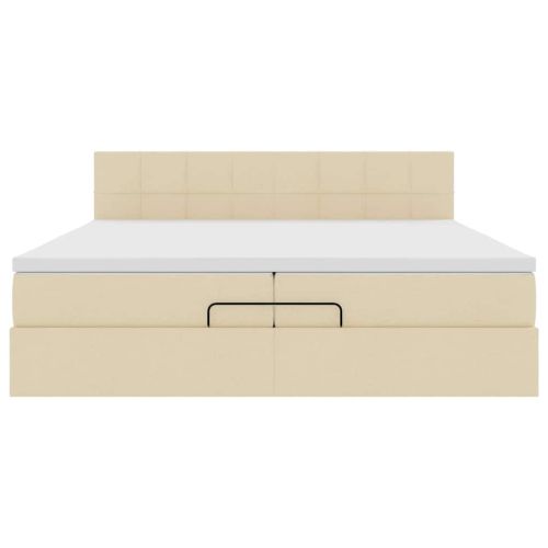 Османска легло с матрак, кремава, 200x200 см, плат