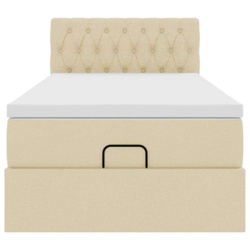 Османска легло с матрак, кремаво, 100x200 см, плат