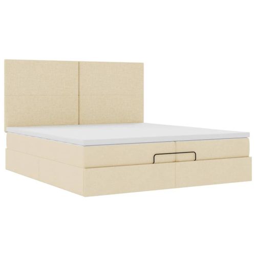 Османска легло с матраци, кремаво, 200x200 см, плат