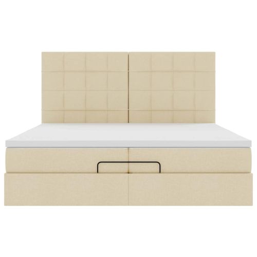 Османска легло с матраци, кремаво, 200x200 см, плат