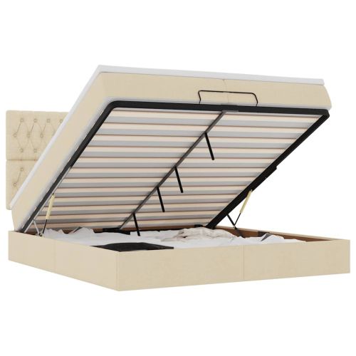 Османска легло с матраци, кремаво, 200x200 см, плат