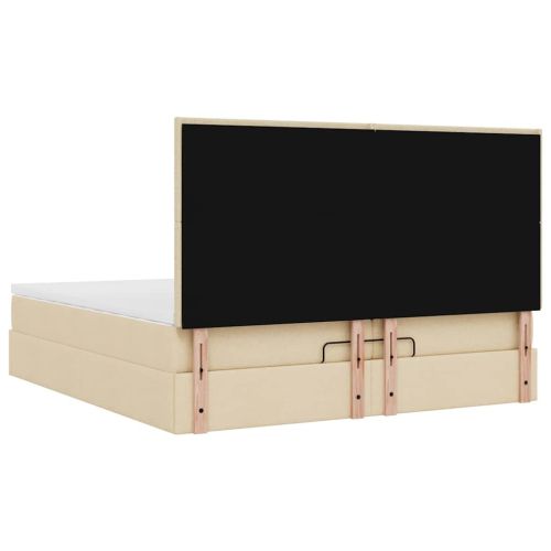 Османска легло с матрак и LED, кремаво, 200x200 см, плат