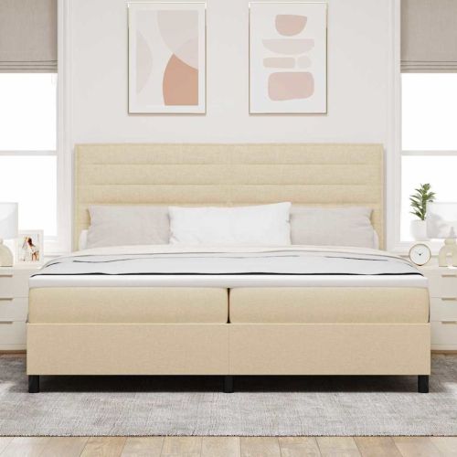 Легло с пружинирана основа с матрак Крем 200 x 200 cm текстил