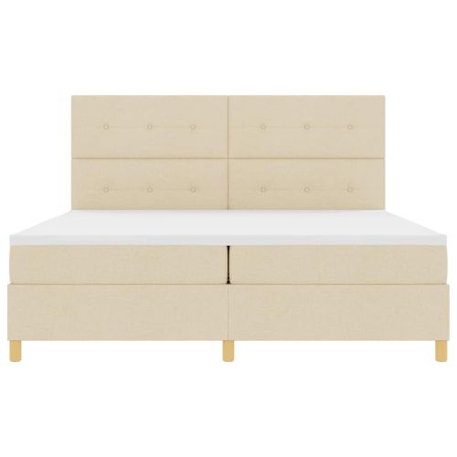 Легло с пружинирана основа с матрак Крем 200 x 200 cm текстил