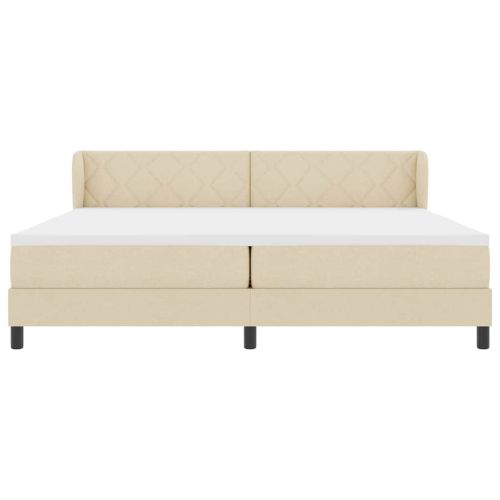 Легло с пружинирана основа с матрак Крем 200 x 200 cm текстил