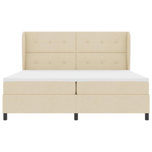 Легло с пружинирана основа с матрак Крем 200 x 200 cm текстил