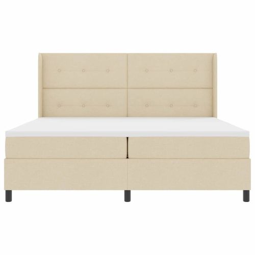 Легло с пружинирана основа с матрак Крем 200 x 200 cm текстил